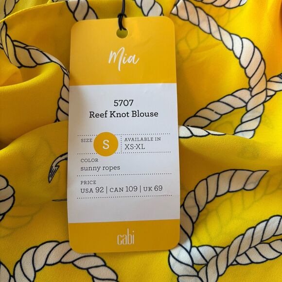 CAbi Reef Knot Blouse Top Size Small Style 5707 Long Sleeve Yellow Nautical NWT - Picture 7 of 11